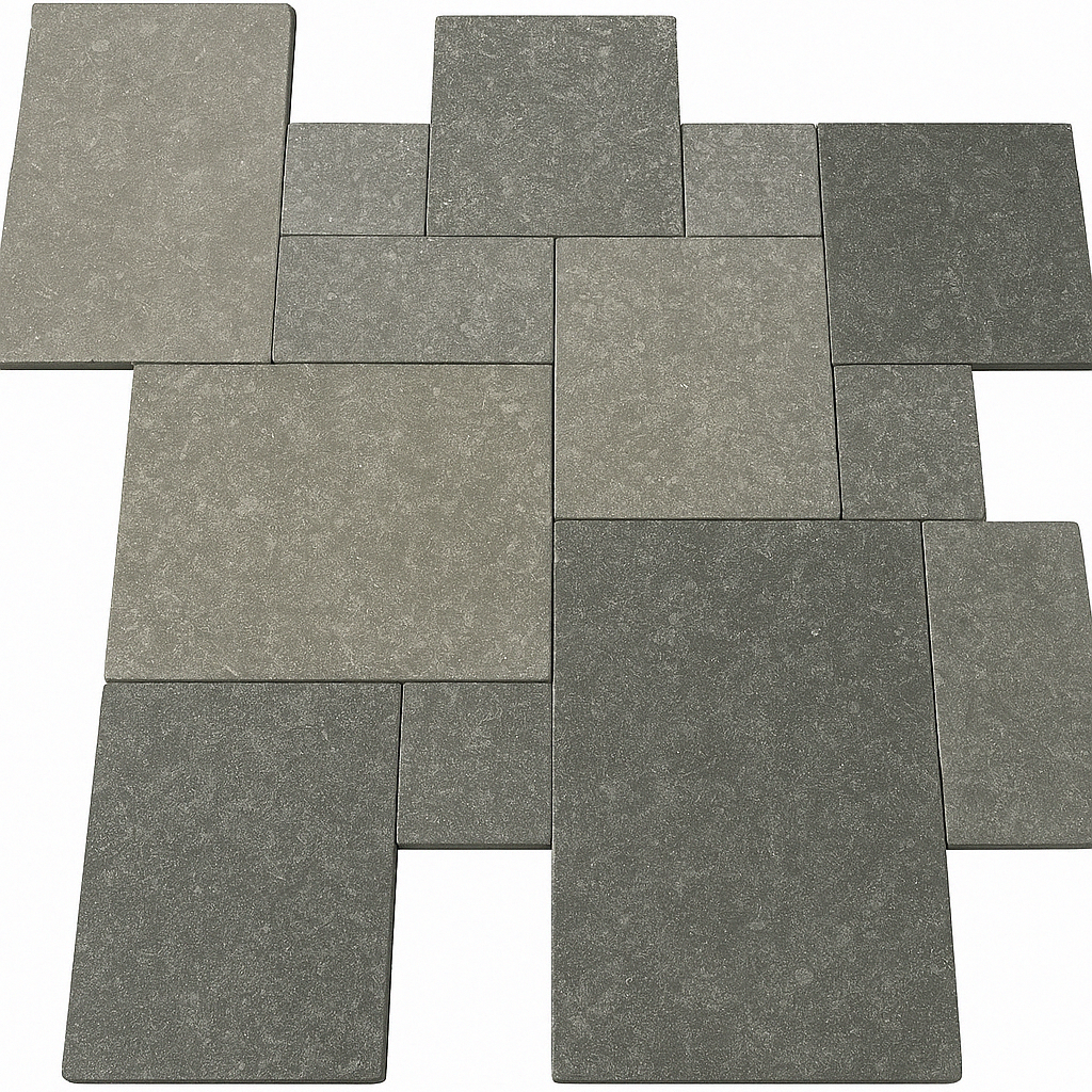 Alexandria Grey Kalkstein Bodenplatten in verschiedenen Formaten und Grautönen